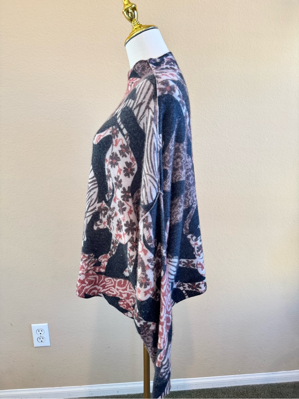 Anthropologie Pilcro Alani Tiger Leopard Cashmere Sweater Mock Neck Oversized L - Picture 6 of 12